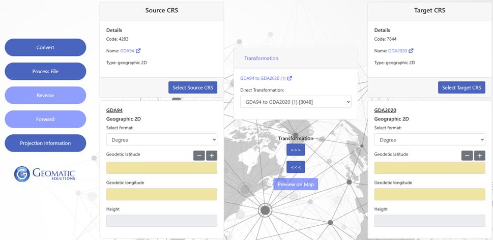 Screenshot of GeoRepository Search Database interface